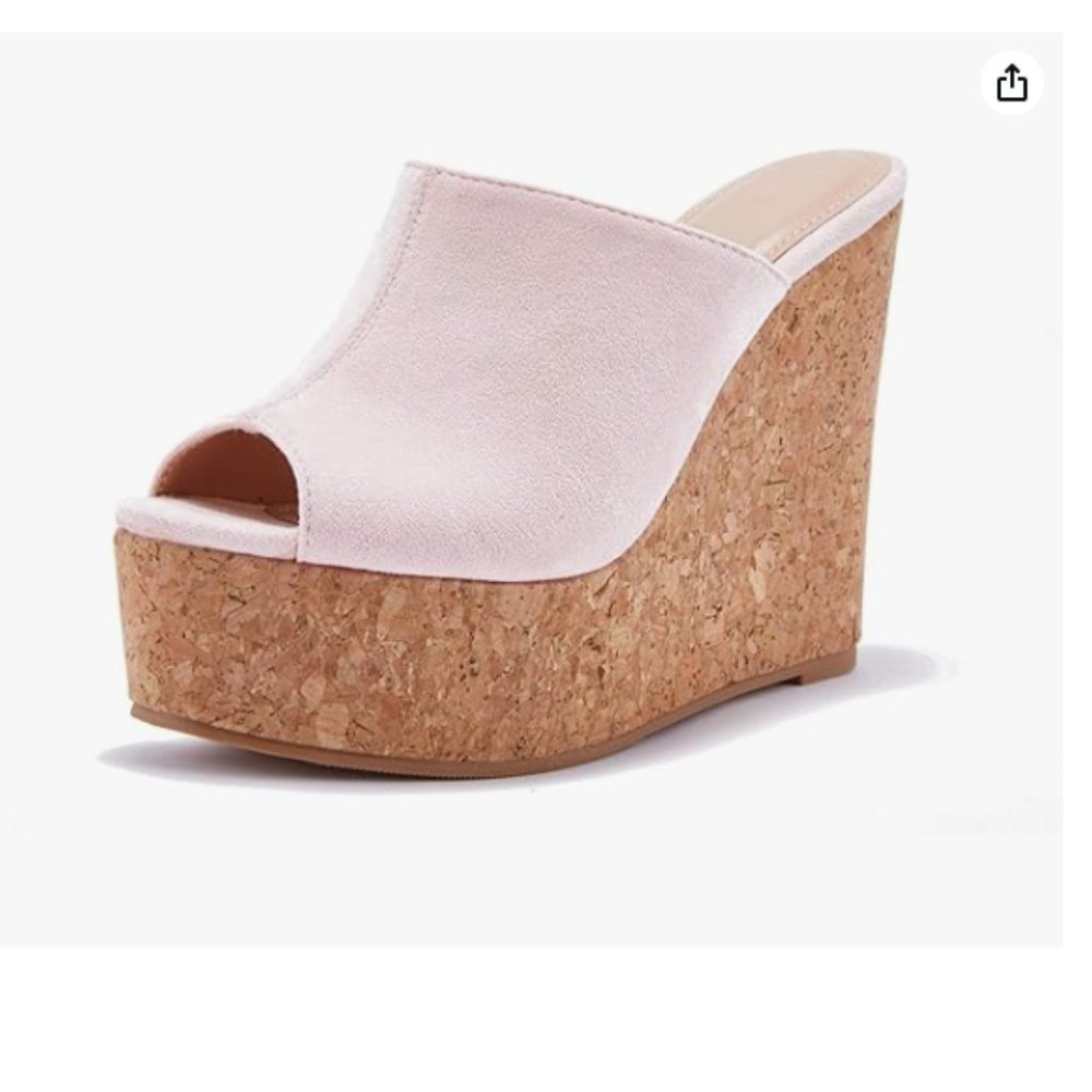 LAICIGO Pink Wedge Platform Slide on Sandals | Size 6.5 | NWT never worn